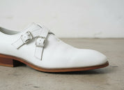 Handmade Mens white buckle shoes, Men Oxford dress shoes, Shoes for men - detail-view-showing-texture