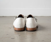 Handmade Mens white buckle shoes, Men white monk dress shoes, Shoes for men - back-view