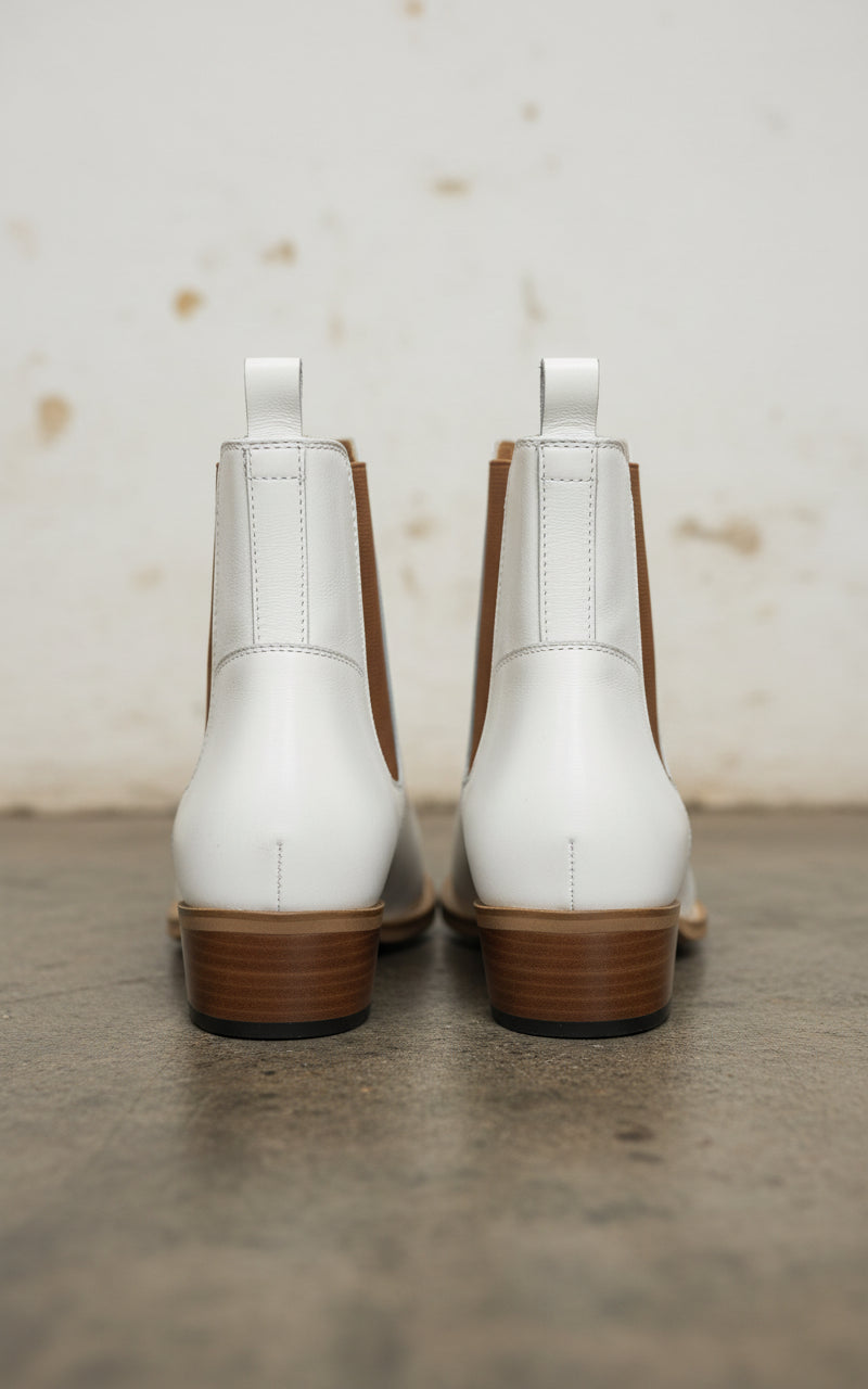 Men's Classic Chelsea Boots in Premium White Leather US 9.5 / White / D - Standard Men's Classic Chelsea Boots in Premium White Leather US 9.5 / White / D - Standard