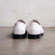 Handmade Mens White leather moccasins, Men white leather party shoes - back-view