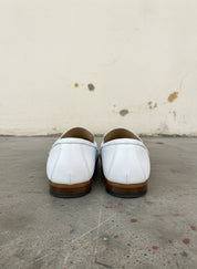 Handmade Mens white Leather Moccasins Shoes, Leather penny Loafer - back-view