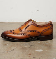 Handmade Mens wingtips brogue dress shoes, Men tan formal shoes, Men shoes - detail-view-showing-texture