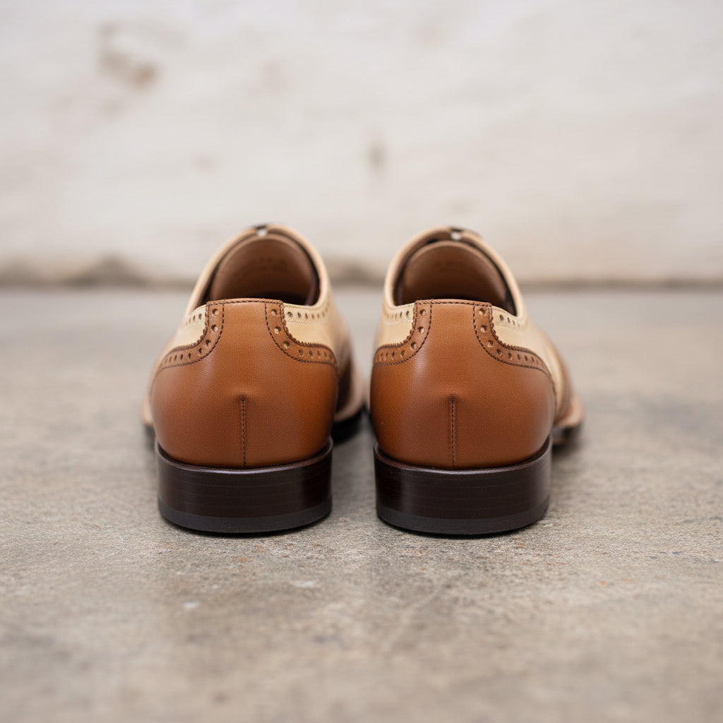 Handmade Mens wingtips brogue dress shoes, Men Two tone dress shoes - back-view