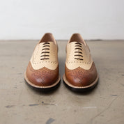 Handmade Mens wingtips brogue dress shoes, Men Two tone dress shoes - front-view