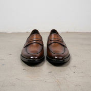 Handmade Men'sFull Grain Leather Loafer Shoes - front-view