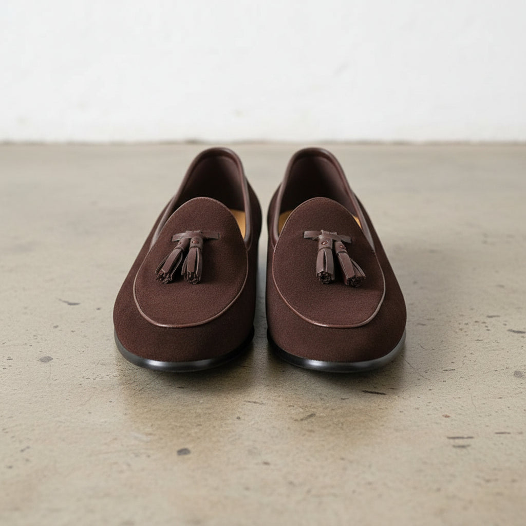 Handmade Me's Full Grain Suede Slip-On Loafers - front-view