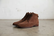 Handmade Moc-Toe Anke Lace Up Full-Grain Leather Men's Suede Boots - angle-view-showing-depth