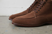 Handmade Moc-Toe Anke Lace Up Full-Grain Leather Men's Suede Boots - detail-view-showing-texture
