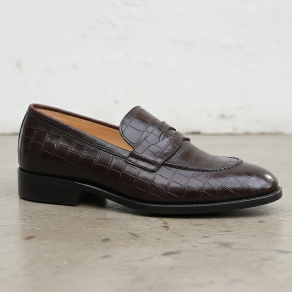 Handmade Moc-Toe Loafer Slip-On Full-Grain Leather Men’s Casual Shoes - detail-view-showing-texture