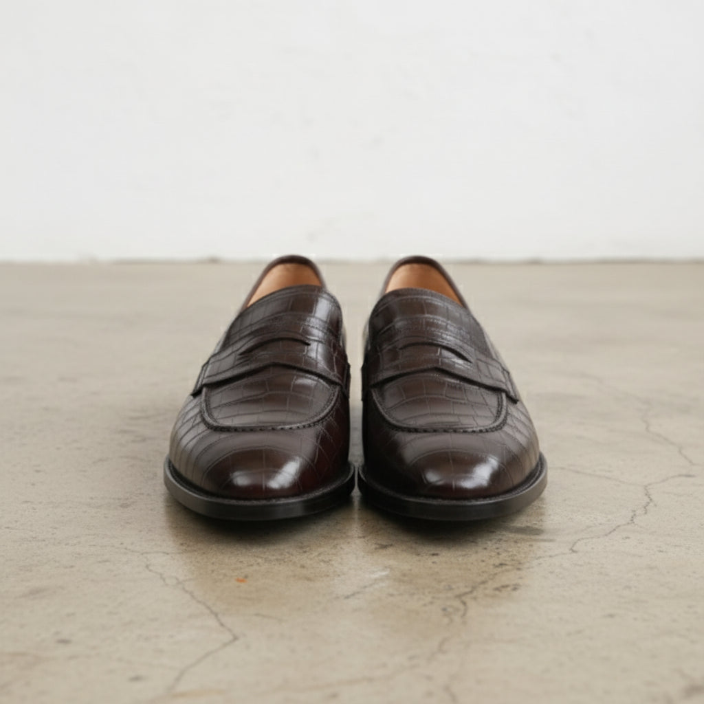 Handmade Moc-Toe Loafer Slip-On Full-Grain Leather Men’s Casual Shoes - front-view