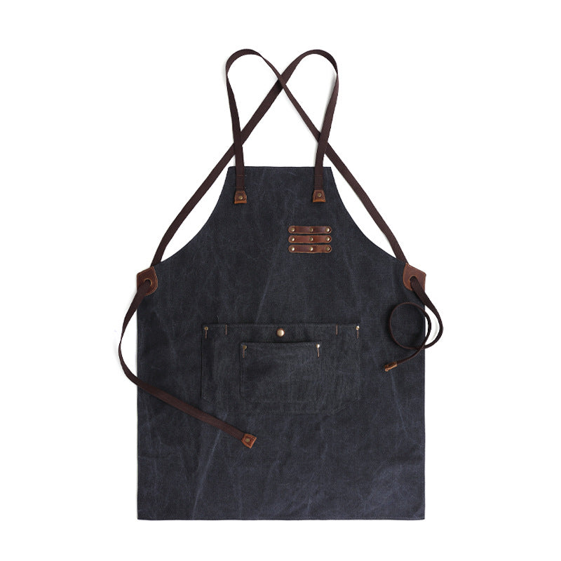 Handmade Multi-Pocket Adjustable Waxed Canvas Men’s Work Apron
