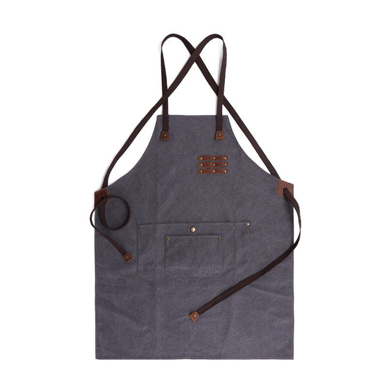 Handmade Multi-Pocket Adjustable Waxed Canvas Men’s Work Apron