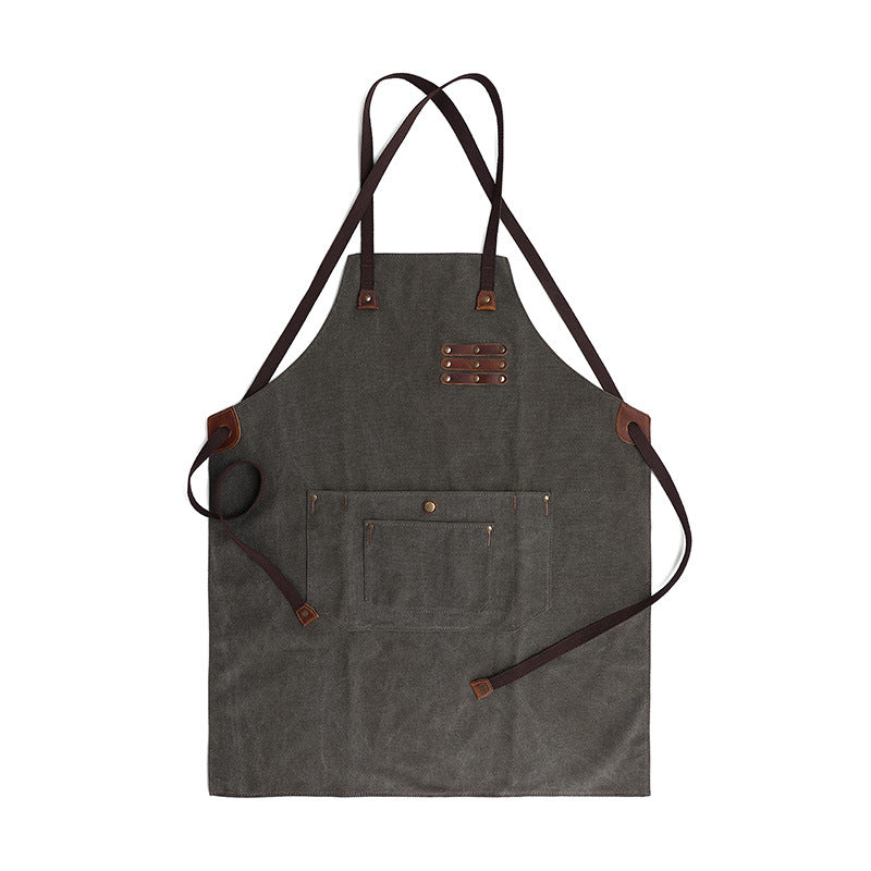 Handmade Multi-Pocket Adjustable Waxed Canvas Men’s Work Apron