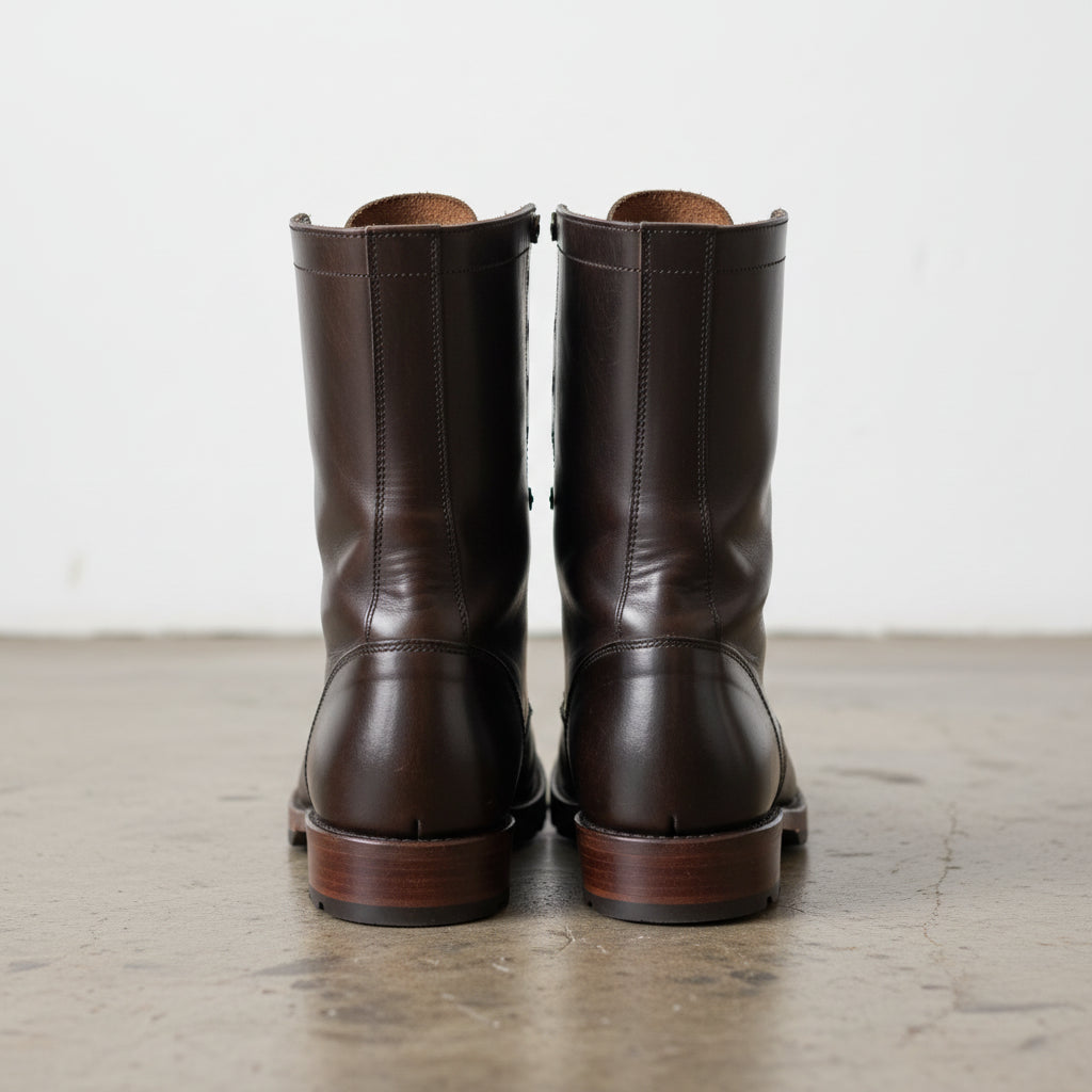 Handmade Plain Toe Ankle Boot Lace Up Full-Grain Leather Men’s Casual Boots - back-view