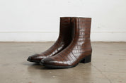 Handmade Plain-Toe Zipper Full-Grain Leather Men’s Ankle Boots - angle-view-showing-depth