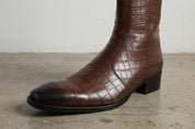 Handmade Plain-Toe Zipper Full-Grain Leather Men’s Ankle Boots - detail-view-showing-texture