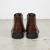 Handmade Premium Men's Cow Leather Brogue Boots - back-view