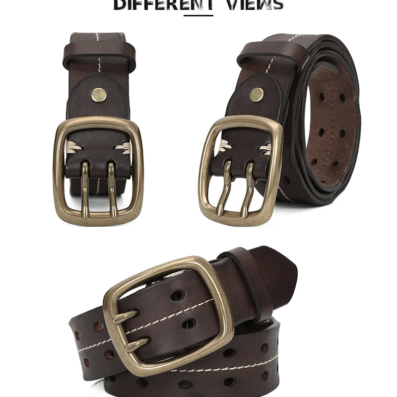 Handmade Retro Pin Buckle Genuine Cowhide Leather Men’s Belt