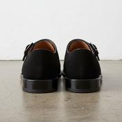 Handmade Suede Double Monk Strap Shoes Men's Dress Suede Leather Shoes - back-view