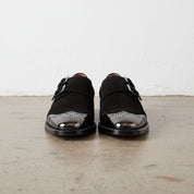 Handmade Suede Double Monk Strap Shoes Men's Dress Suede Leather Shoes - front-view