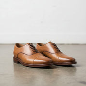 Handmade Tan brogue oxford shoes, Men brown dress shoes, Shoes for men - angle-view-showing-depth