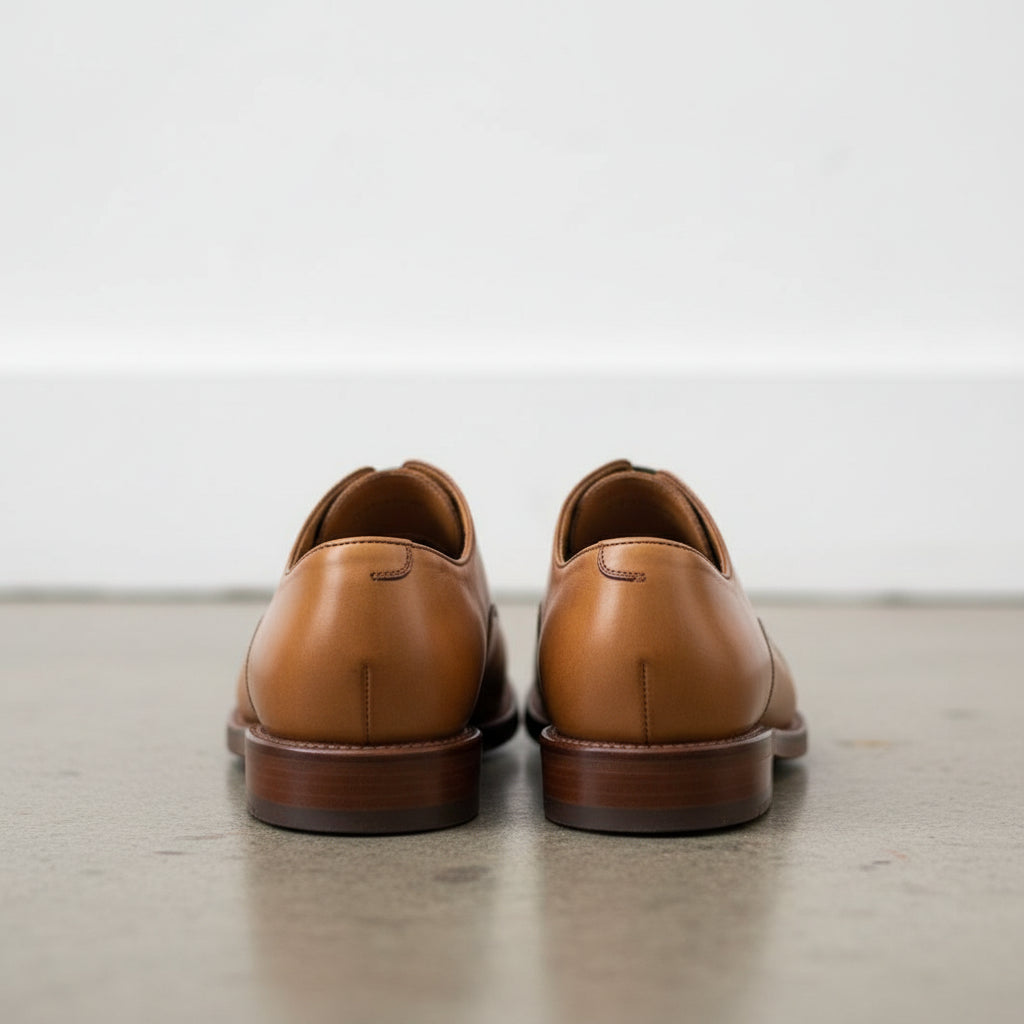 Handmade Tan brogue oxford shoes, Men brown dress shoes, Shoes for men - back-view