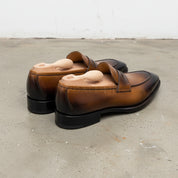 Handmade Tan brown Leather Men's shoes, Leather moccasins Loafer shoes - angle-view-showing-depth