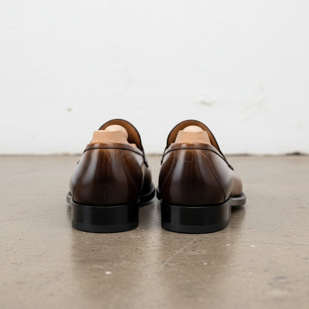 Handmade Tan brown Leather Men's shoes, Leather moccasins Loafer shoes - back-view