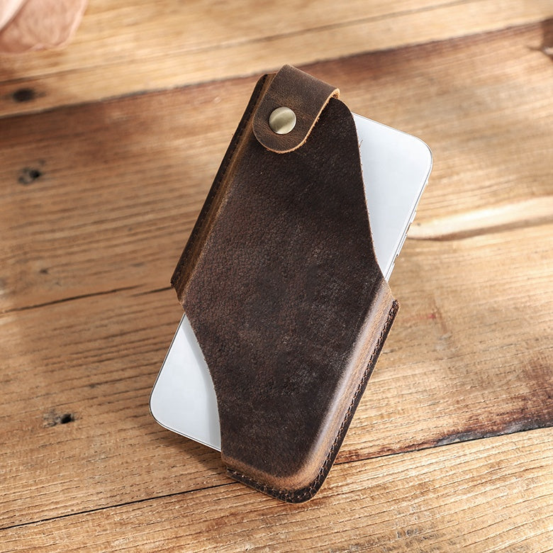 Handmade Travel Minimalist Belt Loop Genuine Leather Unisex Phone Holster