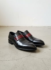 Handmade Two tone leather mocccasins, Men Black dress shoes, office shoes - angle-view-showing-depth