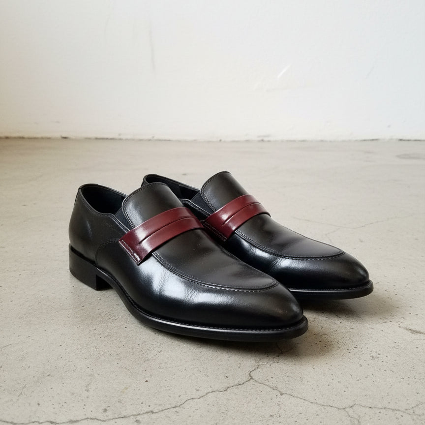 Handmade Two tone leather mocccasins, Men Black dress shoes, office shoes - angle-view-showing-depth