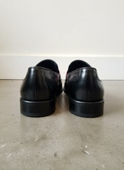 Handmade Two tone leather mocccasins, Men Black dress shoes, office shoes - back-view