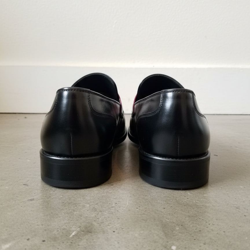 Handmade Two tone leather mocccasins, Men Black dress shoes, office shoes - back-view