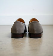 Handmade Two tone Suede moccasins Loafer shoes, Men Gray suede dress shoes - back-view