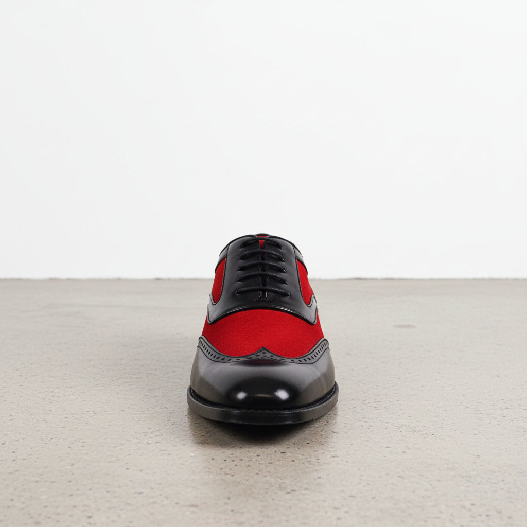 red and black dress shoes Men's Red and Black Two-Tone Wingtip Leather Spectator Oxfords — Anstruther US 9.5 / Two Tone / 2E