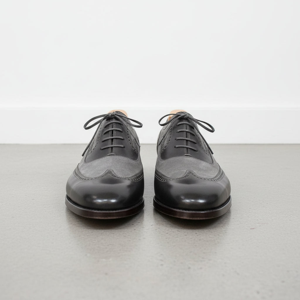 dark grey dress shoes Shop Gray Leather Brogue Oxford Dress Shoes