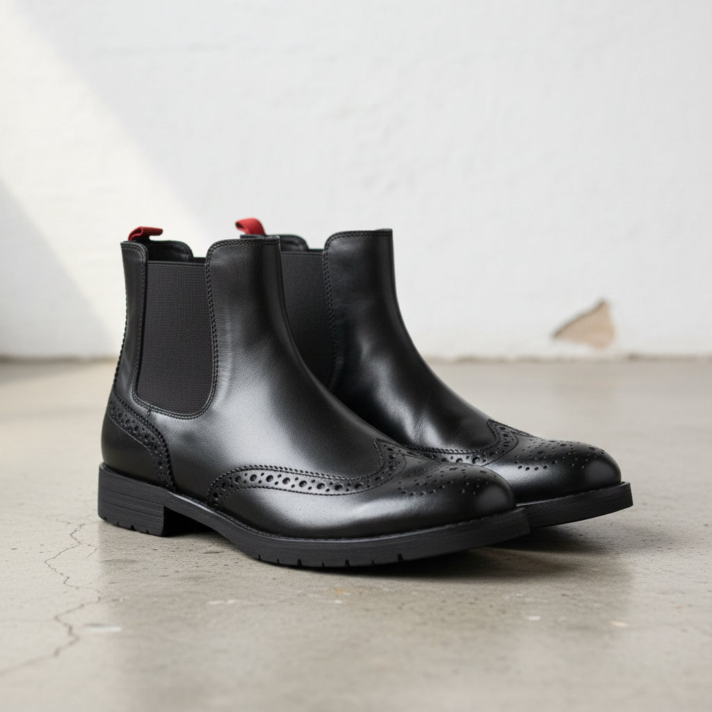 Handmade Unisex Patent Cow Leather High Ankle Boots - 3-4-right-view