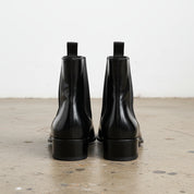 Handmade Unisex Patent Leather High Ankle Boots - back-view