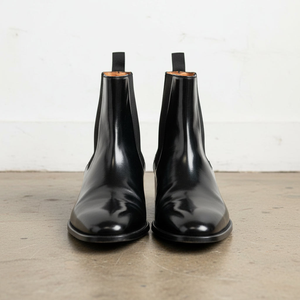 Handmade Unisex Patent Leather High Ankle Boots - front-view