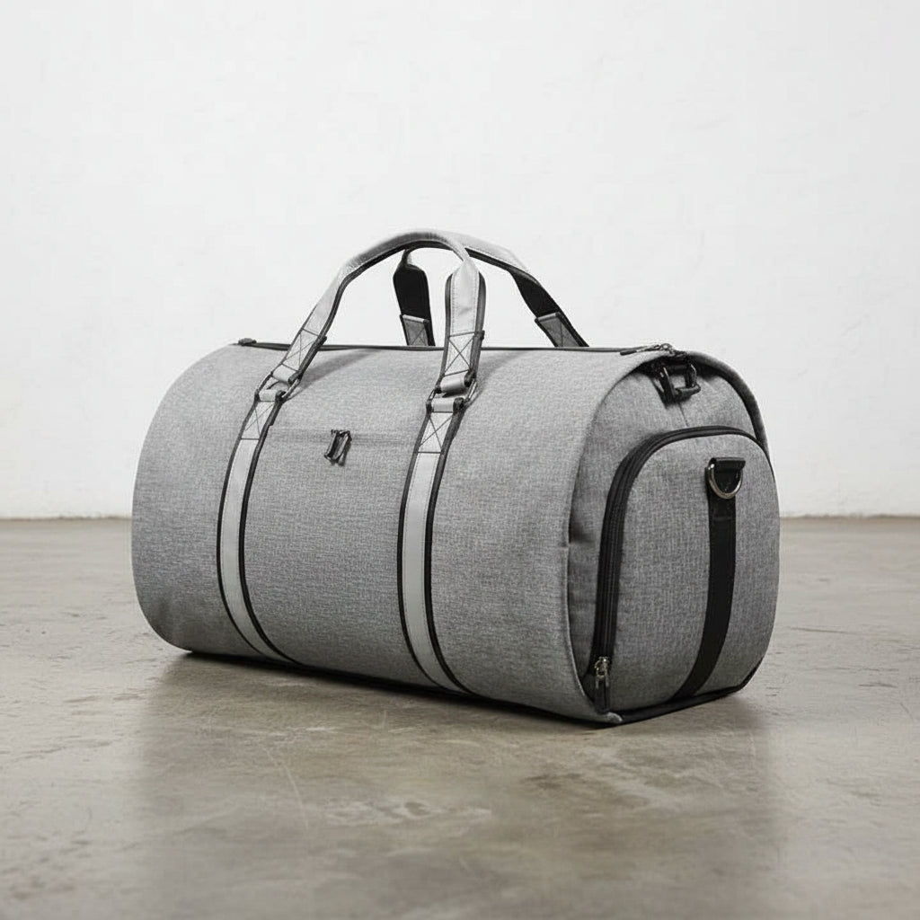 Handmade Vintage Canvas Travel Duffel Bag for Men with Shoe Compartment - 3-4-right-view