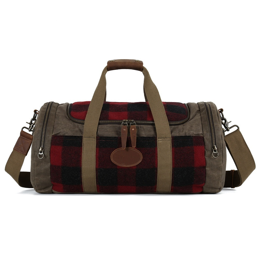 Handmade Vintage Canvas Waterproof Zipper Men’s Travel Duffel Bag
