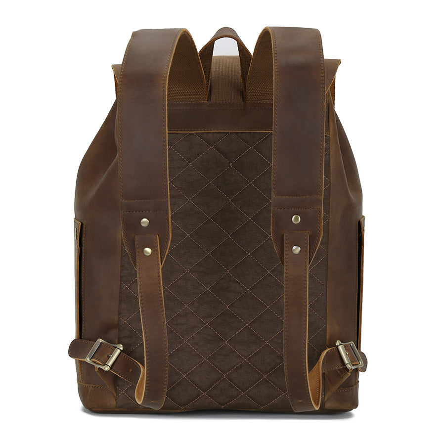 Men's Leather Drawstring Backpack for Laptop