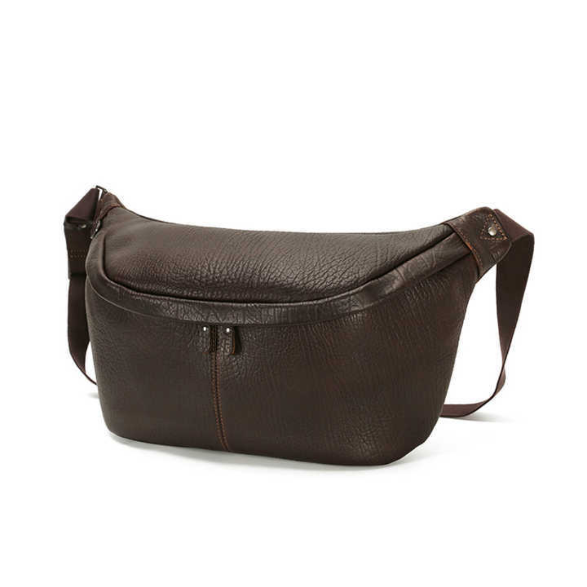 Handmade Vintage Fashion Zipper Genuine Leather Men’s Crossbody Bag