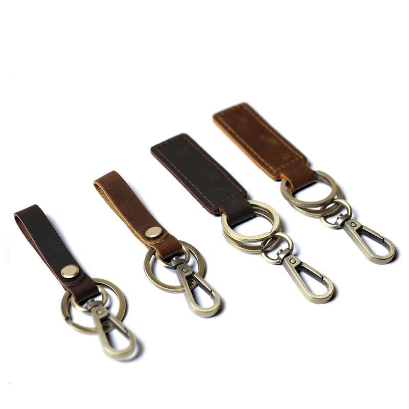 Handmade Vintage Genuine Leather Keychain Holder for Men & Women