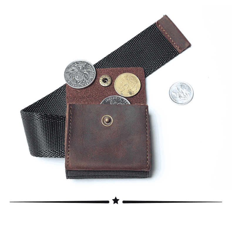Handmade Vintage Leather Coin Pouch with Belt Strap for Men