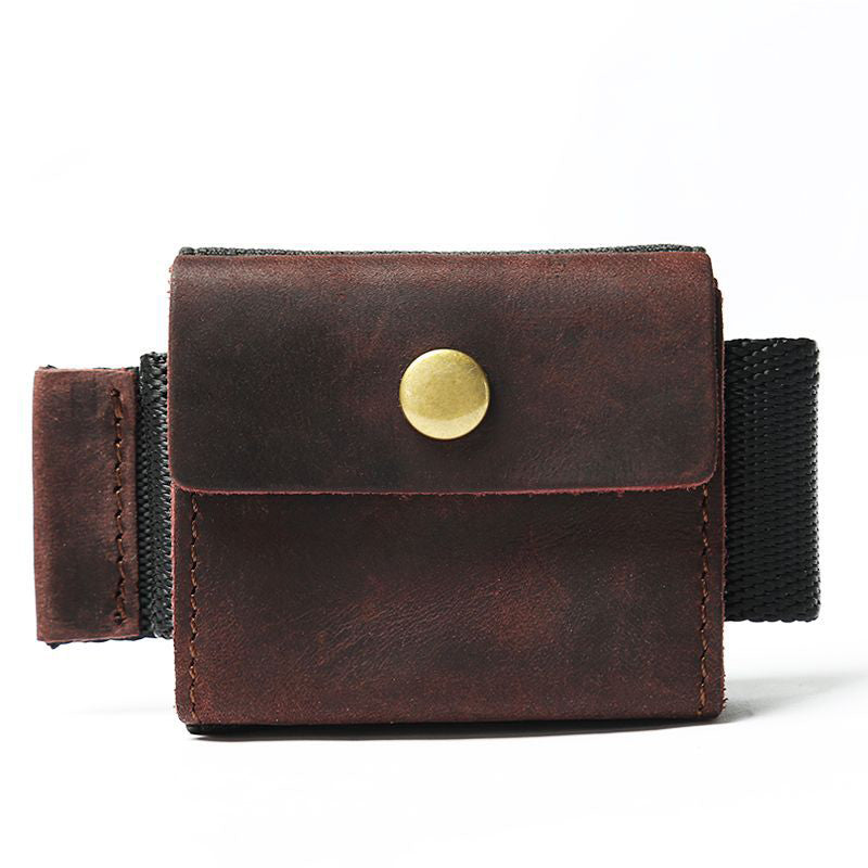 Handmade Vintage Leather Coin Pouch with Belt Strap for Men