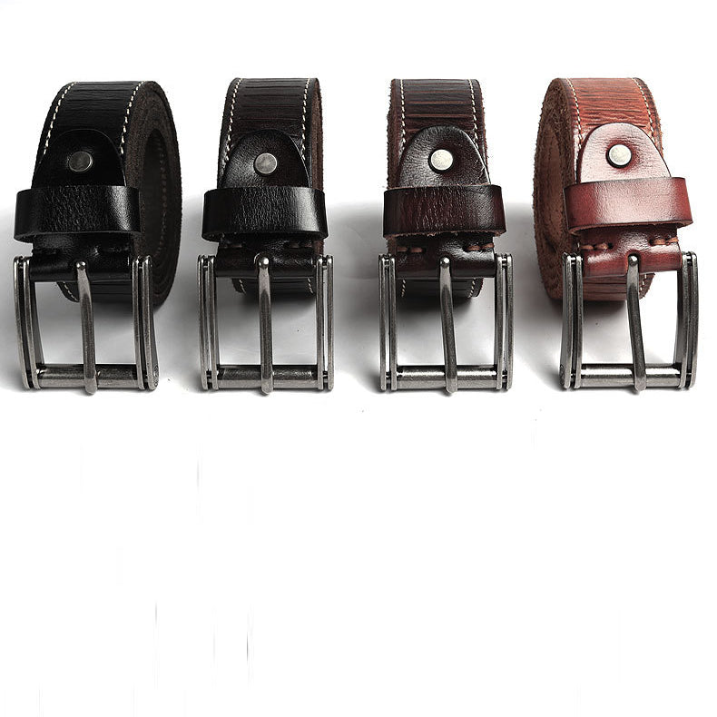 Handmade Vintage Pinhole Buckle Genuine Leather Men’s Belt