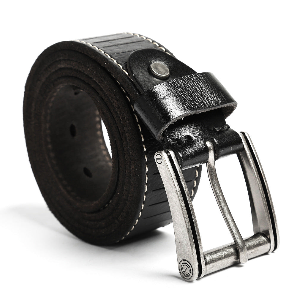 Handmade Vintage Pinhole Buckle Genuine Leather Men’s Belt