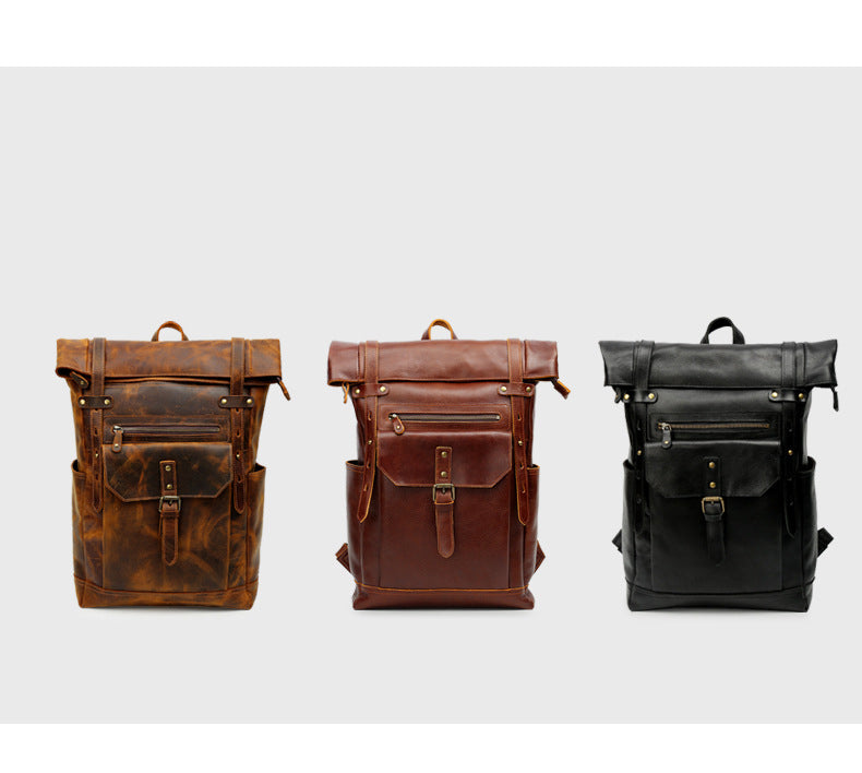 best leather backpacks etsy reddit Handmade Roll-Top Genuine Men's Laptop Backpack Bishop Museum Artifact Number and one extra open Earth Day Color:Gunmetal/Silver