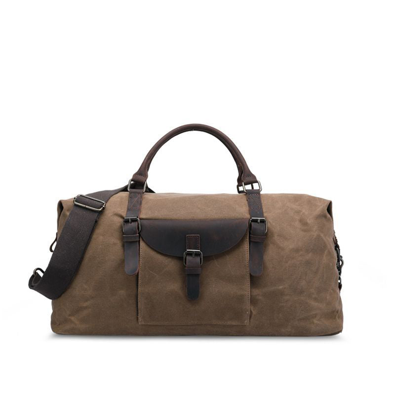 Handmade Vintage Top-Load Canvas Leather Men’s Travel Weekender Duffel Bag